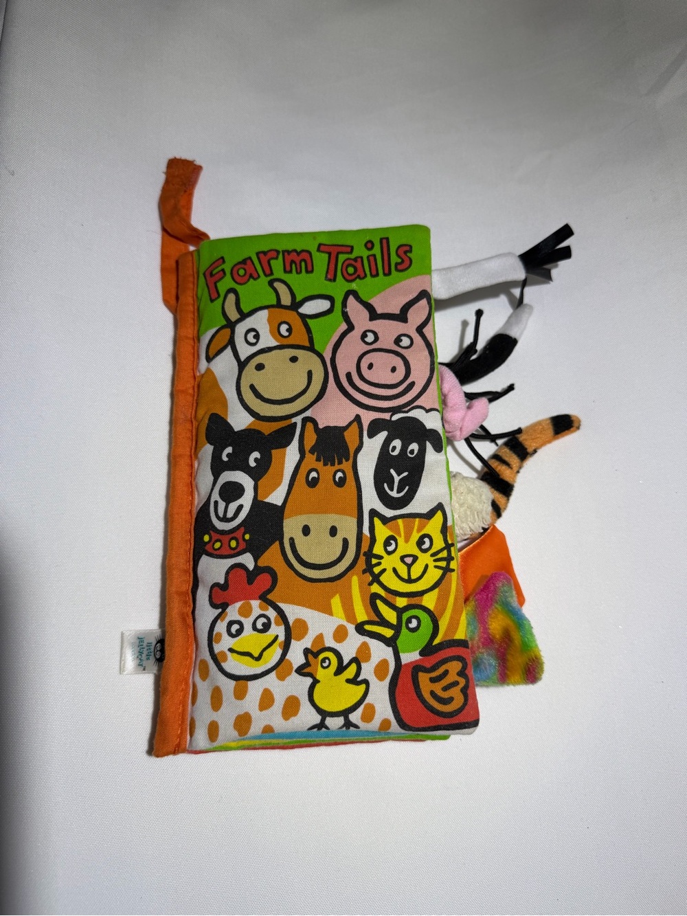 Farm Tails Soft Pull-Tab Baby Cloth Book - Colorful Animal Faces